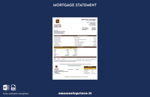 stile verificato Modello di estratto conto mutuo Iran Ayandeh Bank in Word e PDF